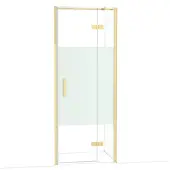 Maxaro Diamond Douchedeur | 80 cm Glanzend lichtgoud Helder met matte strook Draaideur