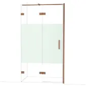 Maxaro Diamond Douchedeur | 110 cm Glanzend koper Helder met matte strook Draaideur