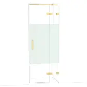 Maxaro Diamond Douchedeur | 80 cm Glanzend lichtgoud Helder met matte strook Draaideur