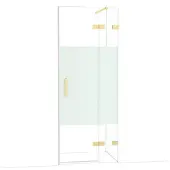 Maxaro Diamond Douchedeur | 80 cm Glanzend lichtgoud Helder met matte strook Draaideur