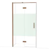 Maxaro Diamond Douchedeur | 110 cm Glanzend koper Helder met matte strook Draaideur