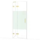 Maxaro Diamond Douchedeur | 80 cm Glanzend lichtgoud Helder met matte strook Draaideur