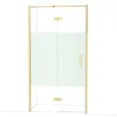 Maxaro Diamond Douchedeur | 110 cm Glanzend lichtgoud Helder met matte strook Draaideur
