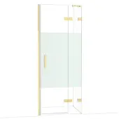 Maxaro Diamond Douchedeur | 80 cm Glanzend lichtgoud Helder met matte strook Draaideur