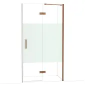 Maxaro Diamond Douchedeur | 110 cm Glanzend koper Helder met matte strook Draaideur