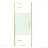 Maxaro Diamond Douchedeur | 80 cm Glanzend lichtgoud Helder met matte strook Draaideur