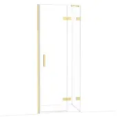 Maxaro Diamond Douchedeur | 80 cm Glanzend lichtgoud Helder glas Draaideur