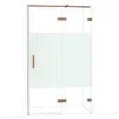 Maxaro Diamond Douchedeur | 120 cm Glanzend koper Helder met matte strook Draaideur