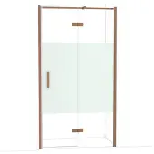 Maxaro Diamond Douchedeur | 110 cm Glanzend koper Helder met matte strook Draaideur