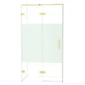 Maxaro Diamond Douchedeur | 110 cm Glanzend lichtgoud Helder met matte strook Draaideur
