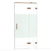 Maxaro Diamond Douchedeur | 100 cm Glanzend koper Helder met matte strook Draaideur