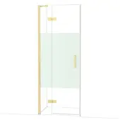 Maxaro Diamond Douchedeur | 80 cm Glanzend lichtgoud Helder met matte strook Draaideur