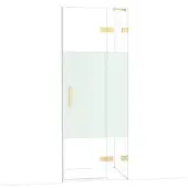 Maxaro Diamond Douchedeur | 80 cm Glanzend lichtgoud Helder met matte strook Draaideur