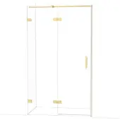 Maxaro Diamond Douchedeur | 120 cm Glanzend lichtgoud Helder glas Draaideur