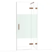 Maxaro Diamond Douchedeur | 90 cm Glanzend koper Helder met matte strook Draaideur