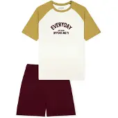 Schiesser Nachtkledij ' Teens Nightwear ' kaki / bordeaux / offwhite