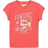 Garcia Shirt limoen / lichtrood / wit