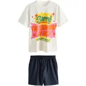 Next Pyjama kort navy / geel / groen / wit