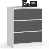 Akord Ladekast K60 met 3 Lades / Furniture Factory / Wit - Grafietgrijs / 60 x 77 x 40 cm