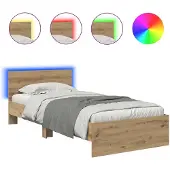 vidaXL Bedframe met hoofdeinde Artisan Eiken 100 x 200 cm Bewerkt hout