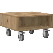 vidaXL Bijzettafel met wielen Artisan Eiken 50,5 x 50 x 30 cm