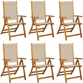 vidaXL Tuinstoelen inklapbaar 6 st massief acaciahout en textileen