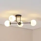 Euluna Plafondlamp Glassy, dimbaar, zwart, Woon-/ Eetkamer, Glas, Modern, plafondlamp