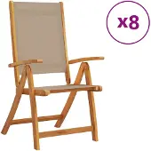 vidaXL Tuinstoelen inklapbaar 8 st massief acaciahout en textileen