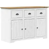 vidaXL Dressoir BODO 115,5x44x80 cm massief grenenhout wit en bruin