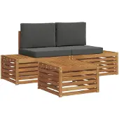 vidaXL Buiten bank set Natuurlijk en Antraciet 59 x 59 x 37 cm