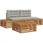 vidaXL 4 st Buiten bank set Massief Acacia Hout en Polyester