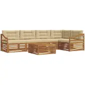 vidaXL Buiten bank set 6 st Natuurlijk en Beige