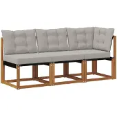 vidaXL Outdoor Midden- en Hoekbank met kussen 3 Stuk Naturel