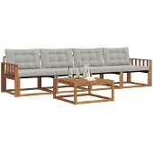 vidaXL Buiten bank set 5 st Natuurlijk en Licht Grijs