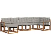 vidaXL Buiten bank set 7 st Naturel en lichtgrijs