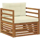vidaXL Buitensofa Massief Acacia Hout en Polyester Natuurlijk en Crème