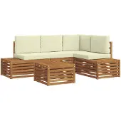 vidaXL 5 st Buiten bank set Massief Acacia Hout en Polyester