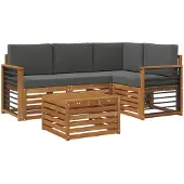 vidaXL Buiten bank set 5 st Natuurlijk en Antraciet Polyester
