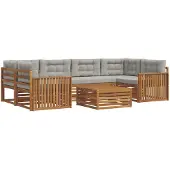 vidaXL Buiten bank set 7 st Natuurlijk en Licht Grijs