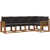 vidaXL Buiten bank set 5 st Naturel en Zwart