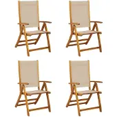 vidaXL Tuinstoelen inklapbaar 4 st massief acaciahout en textileen