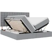 vidaXL Opbergbed met hoofdeinde Lichtgrijs 180 x 200 cm Stof