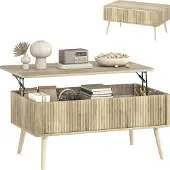 HOMCOM -Salontafel-MDF-91x56x43cm-Eiken