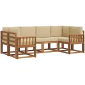 vidaXL Buiten bank set 6 st Natuurlijk en Beige