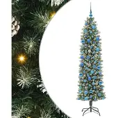 Syfax Kunstmatige slanke kerstboom met 300 LED Groen en Wit 180 cm