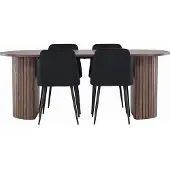 Ebuy24 Härön eethoek tafel 90x200cm en 4 velours stoelen mocca.