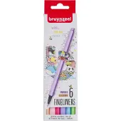 Bruynzeel fineliner set pastel 6 kleuren