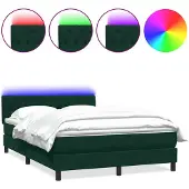 vidaXL Boxspring met matras en LED fluweel donkergroen 160x220 cm