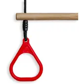 Buitenspeelgoed Keupink Houten Ringtrapeze met Kunststof Ringen Rood - BR touw zwart