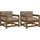 Syfax Tuinstoelen 2 st met kussens massief grenenhout honingbruin